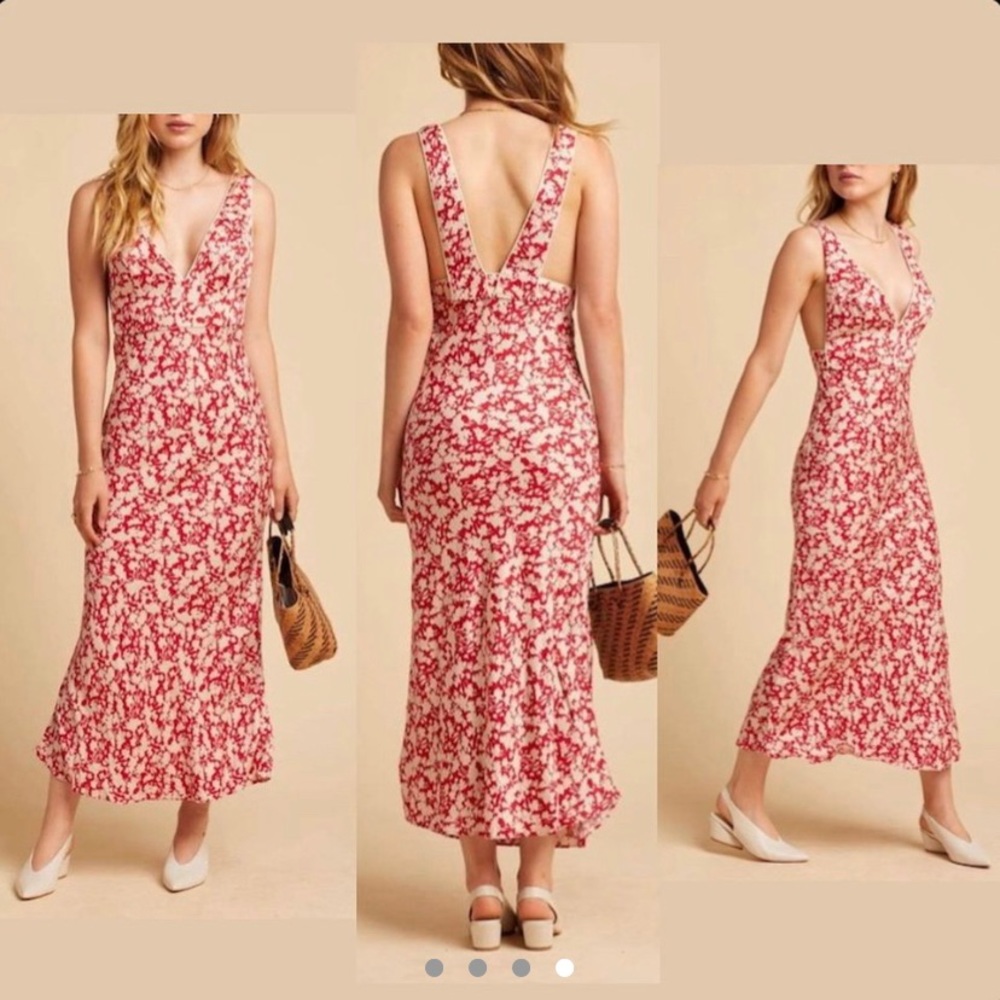 Free People Red and White Floral Midi Dress